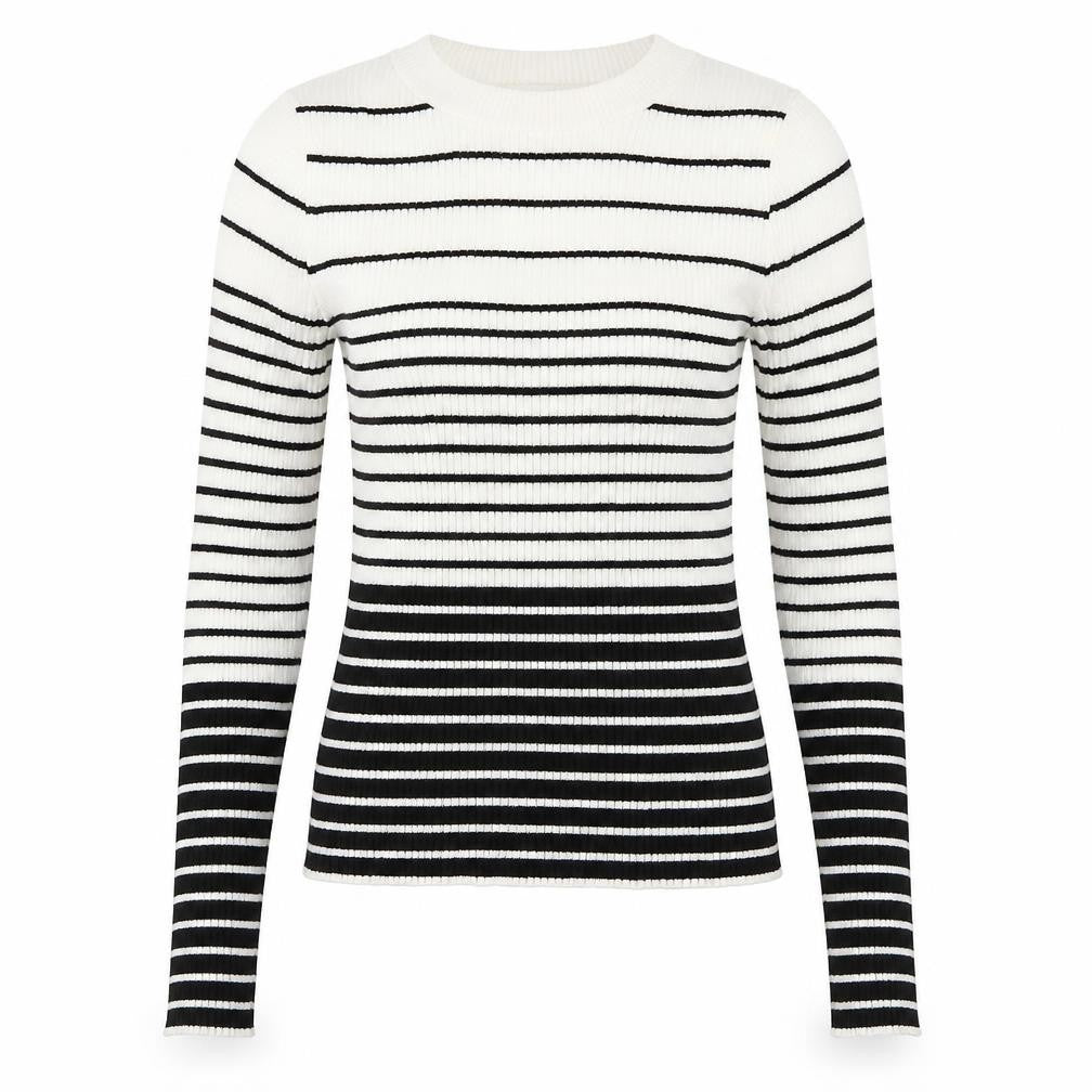 Front view of Topshop women’s ivory striped jumper, size M