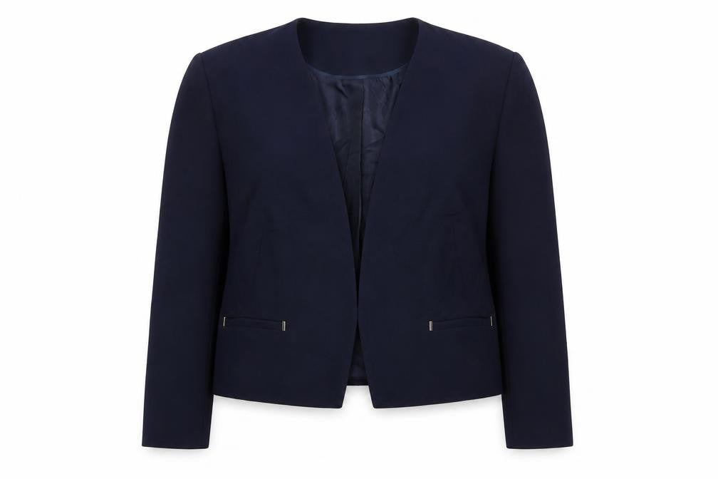 Front view of Dorothy Perkins women’s blue jacket blazer, size UK 14