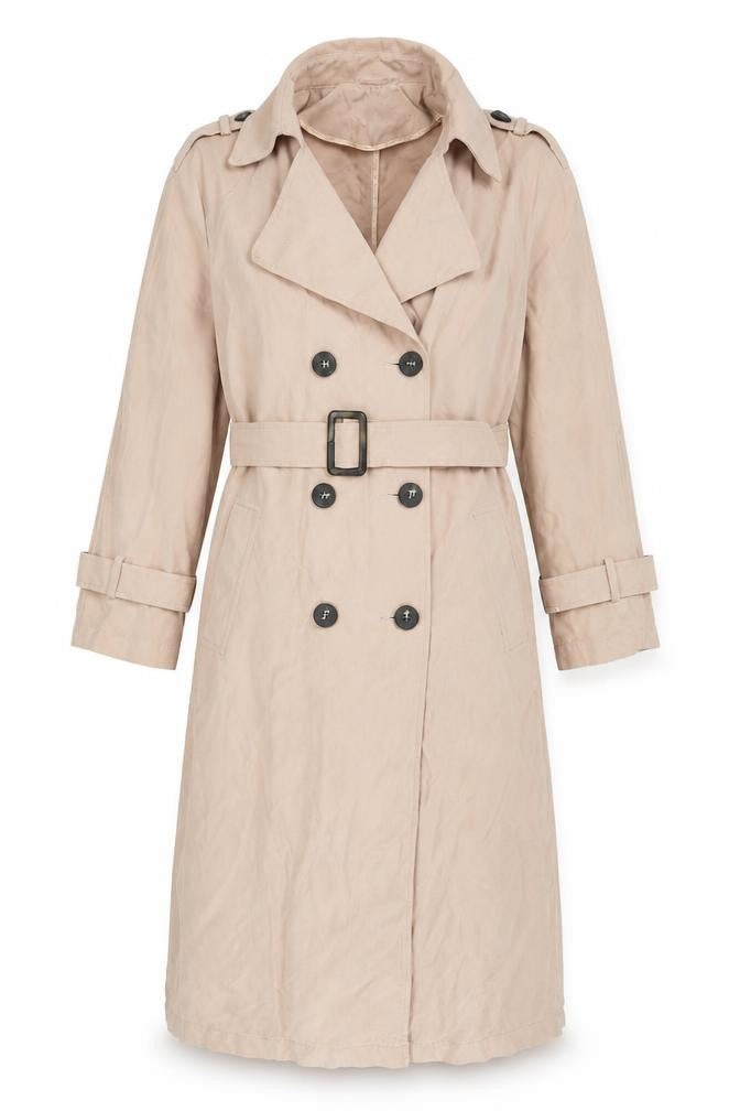 Front view of Primark women’s pink overcoat coat, size UK 4