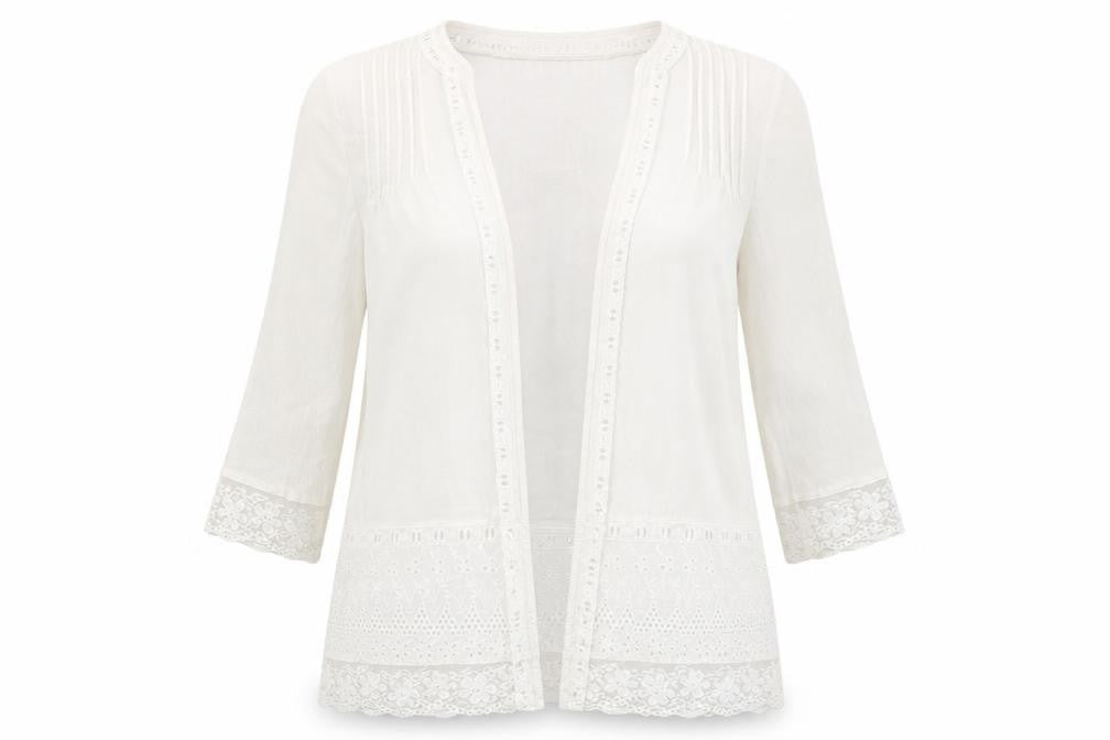 Front view of New Look women’s white wrap jumper, size UK 8