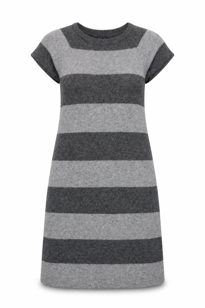 Front view of Phase Eight women’s grey striped a-line, size S