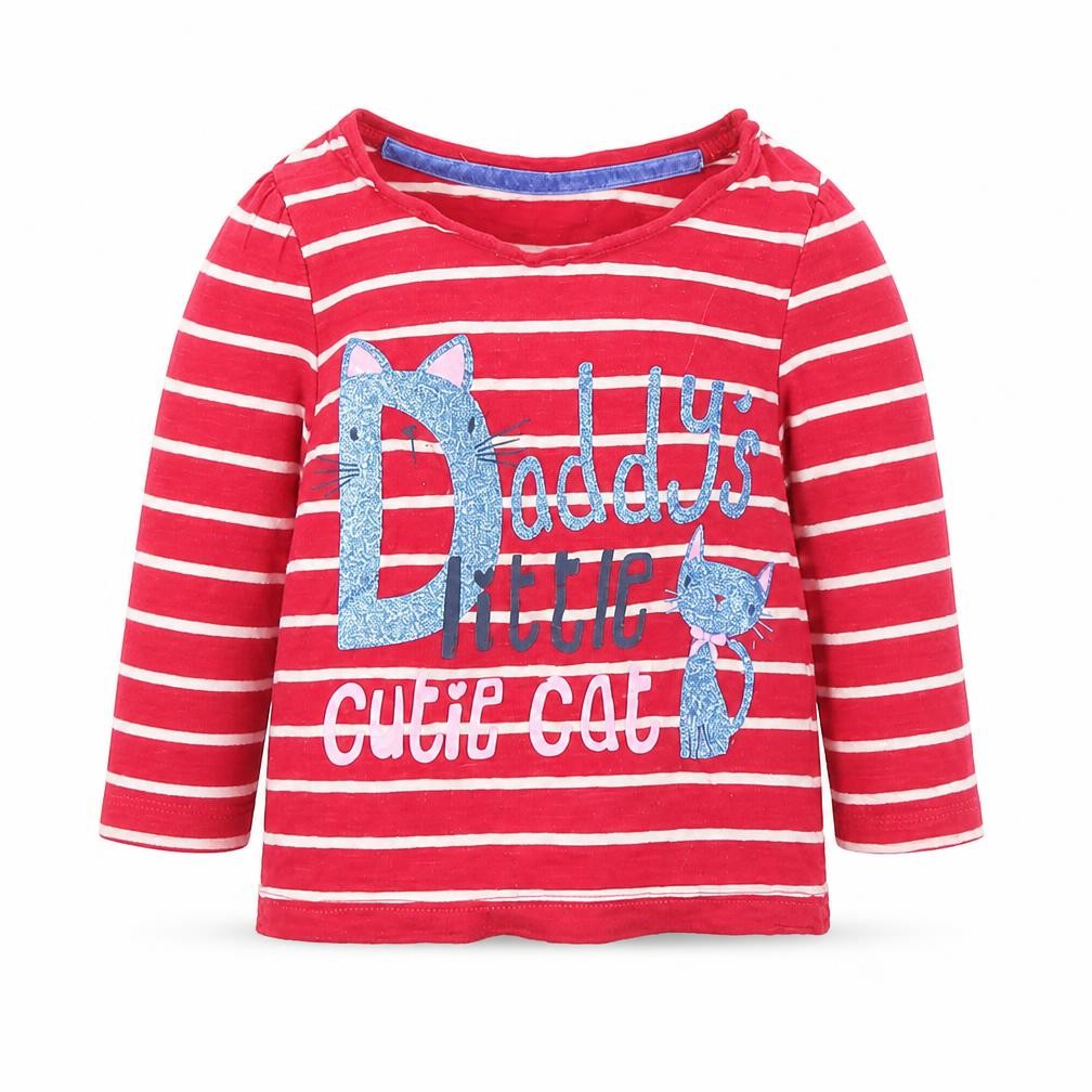 Front view of Mothercare Baby Pink Striped Basic T-Shirt, size 6-9, Months