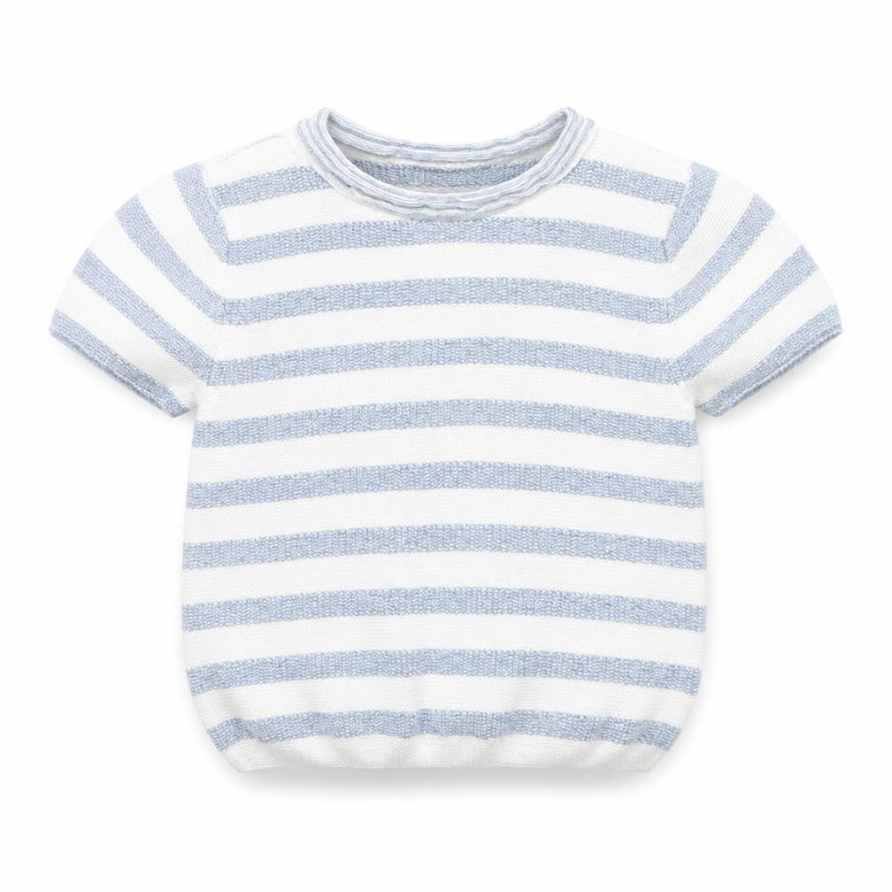 Front view of Next Baby White Striped jumper, size 6-9, Months