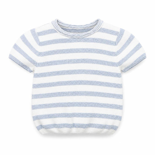Front view of Next Baby White Striped jumper, size 6-9, Months