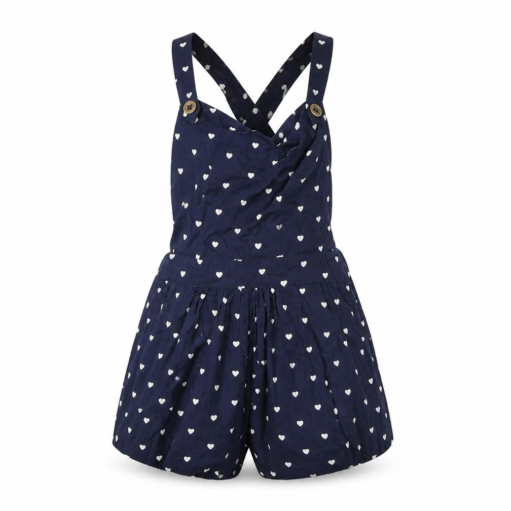 Front view of Next girls’ blue polka dot playsuit one-piece, size 6, years