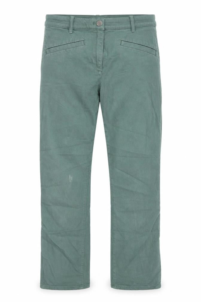 Front view of Gap women’s green straight jeans, size UK 6, 25-inch leg