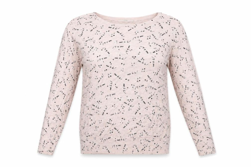 Front view of George women’s pink geometric jumper, size UK 10
