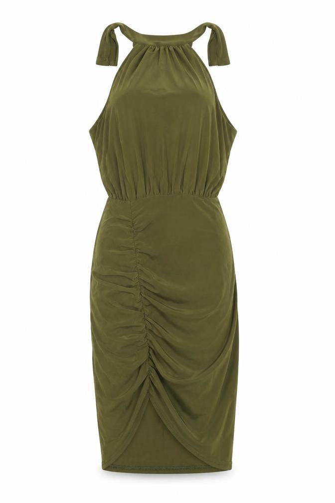 Front view of Boohoo women’s red ball gown, size UK 8