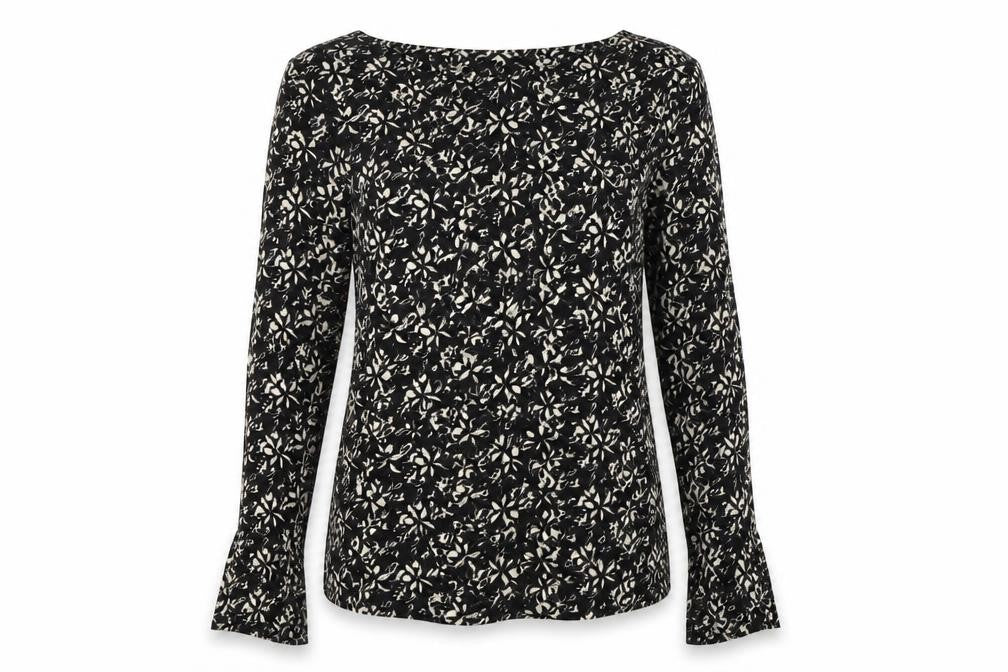 ESMARA Womens Black Floral  Basic Blouse Size S