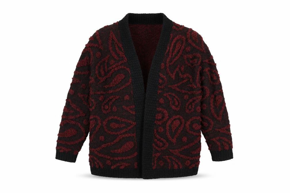 Front view of Preworn women’s red jacket coatigan, size S