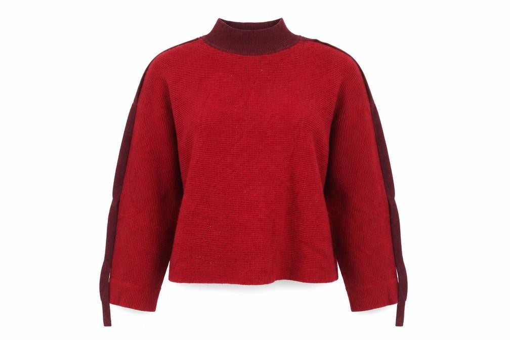 Front view of Marks & Spencer women’s red jumper, size UK 8