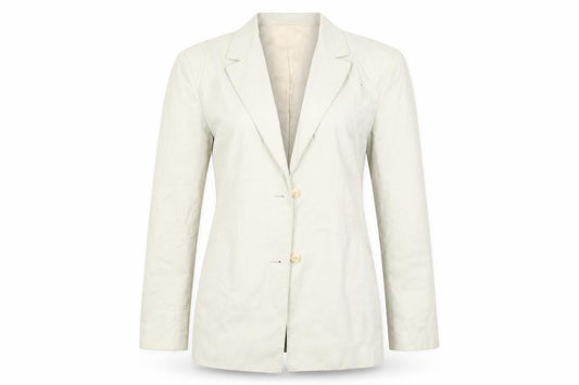 Front view of Georgiou women’s beige jacket, size UK 8