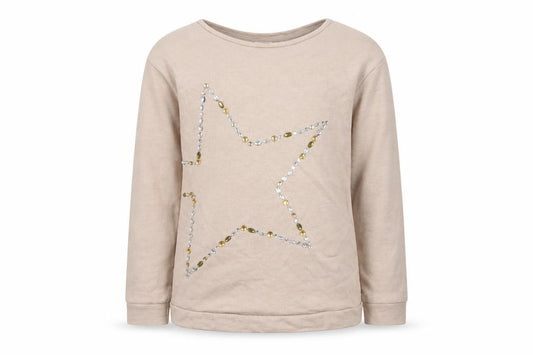Front view of Next girls’ beige jumper, size 12, years - star studded
