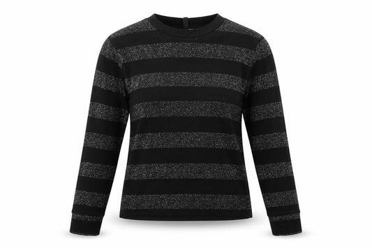 Front view of Divided women’s black striped basic blouse, size M