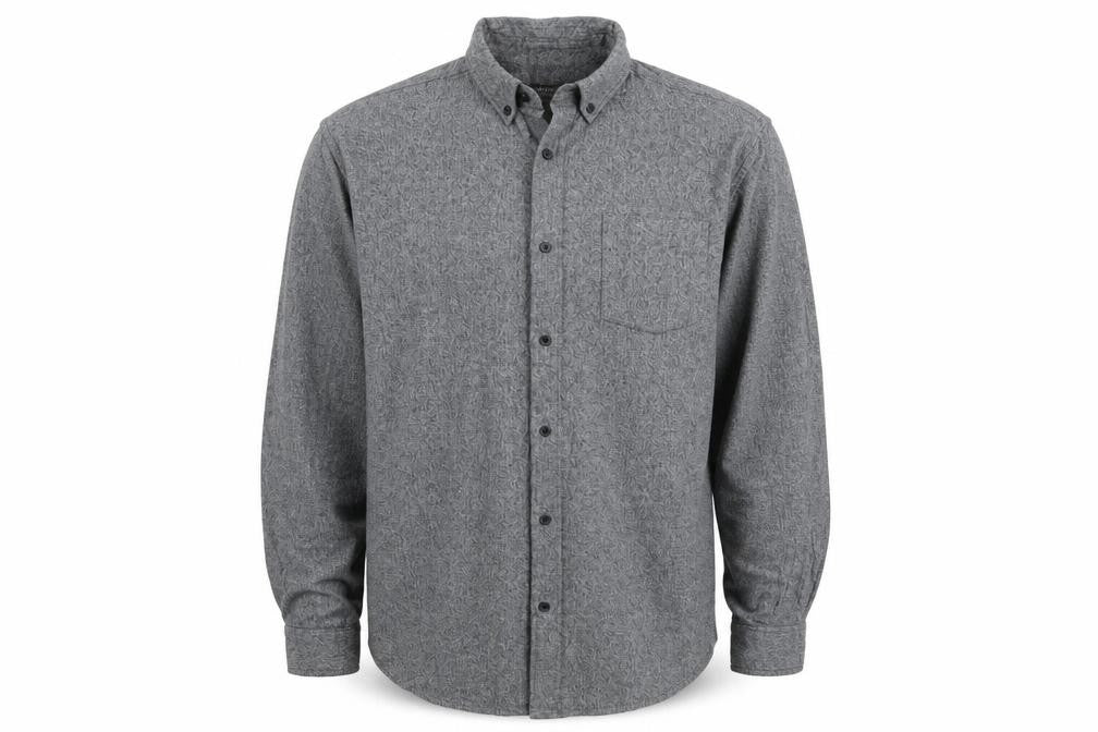 Front view of Primark men’s grey button-up, size 2XL