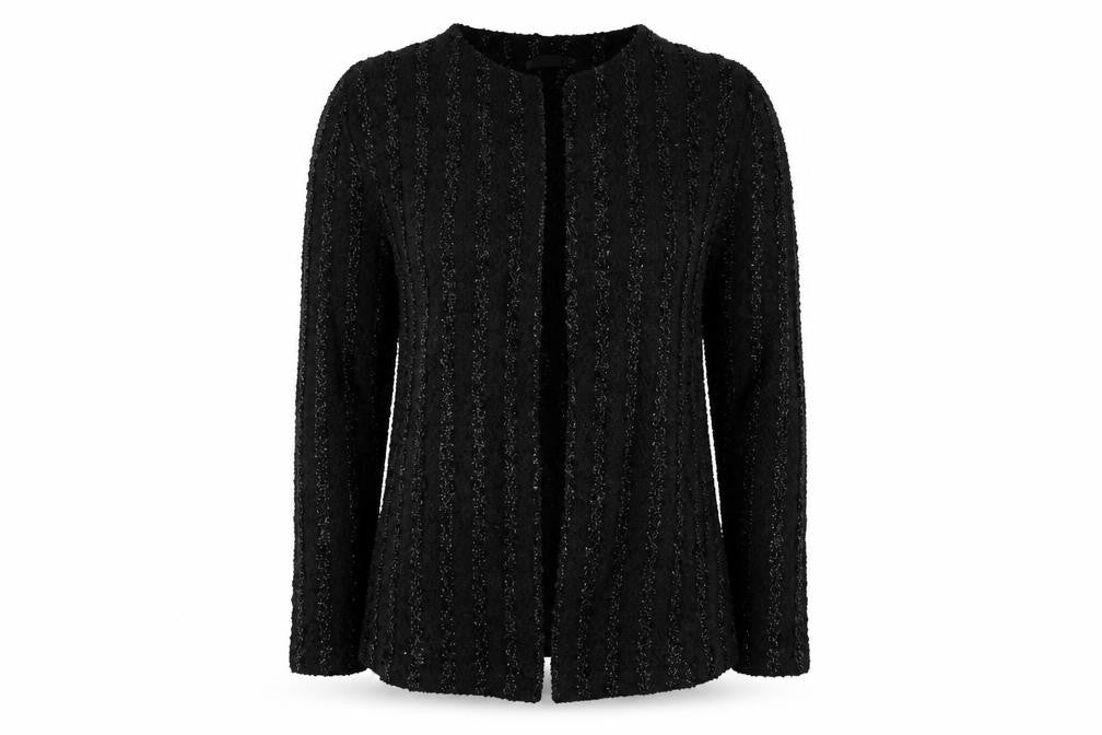 Front view of George women’s black cardigan jumper, size UK 12
