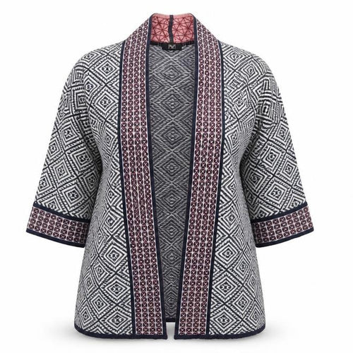 F&F Womens Blue Geometric  Cardigan Jumper Size 6