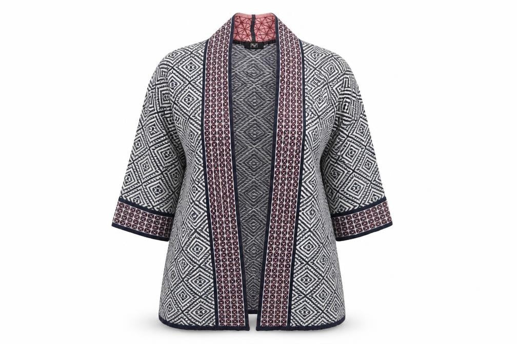 F&F Womens Blue Geometric  Cardigan Jumper Size 6