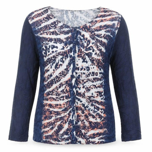 Rinatti Womens Blue Geometric Knit Cardigan Jumper Size XL