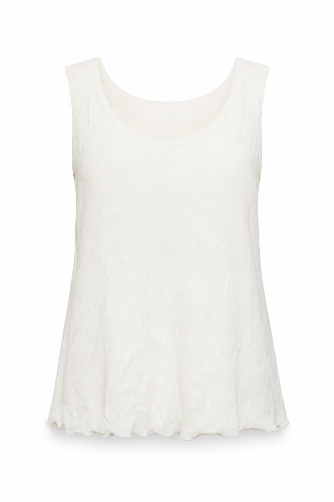 Front view of Orla women’s white knit basic tank, size M