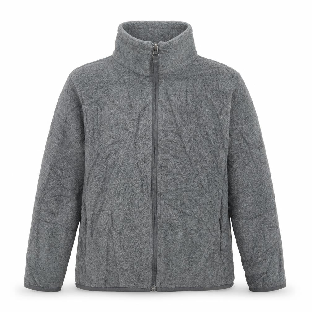 Front view of Amazon Essentials boys’ grey jacket, size 6-7, years
