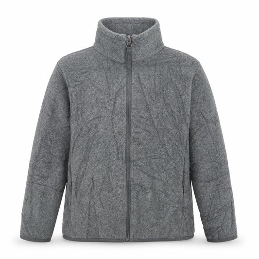 Front view of Amazon Essentials boys’ grey jacket, size 6-7, years