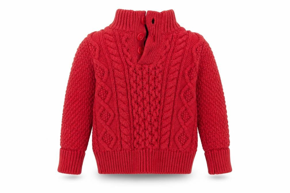 Front view of Gap boys’ red knit pullover sweatshirt, size 2, years