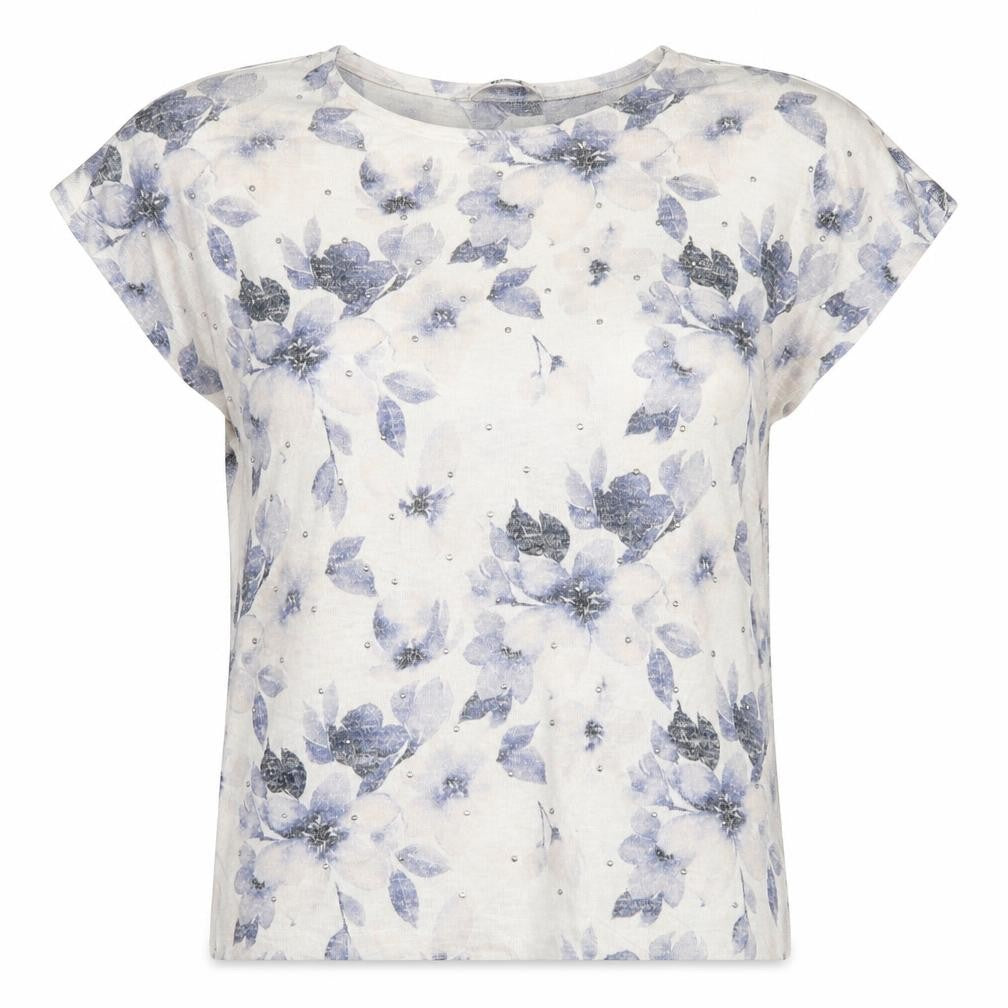 Front view of Tu women’s white floral basic t-shirt, size UK 10
