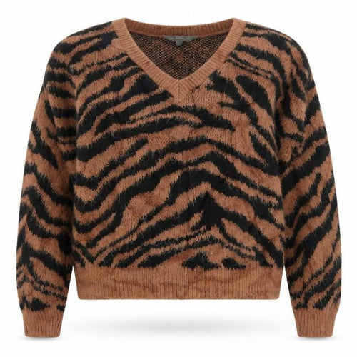 Dorothy Perkins Womens Brown Animal Print Knit Pullover Jumper Size 8