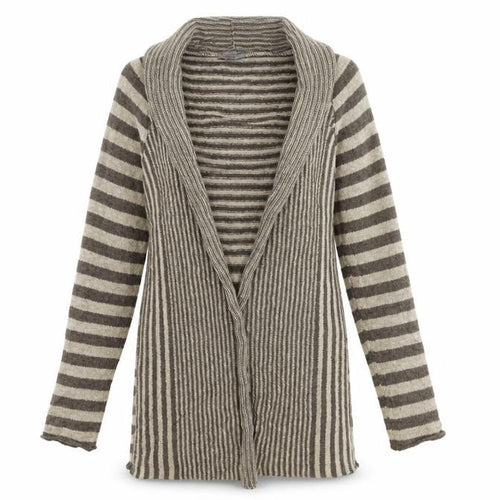 Cocogio Womens Beige Striped Knit Cardigan Jumper Size M