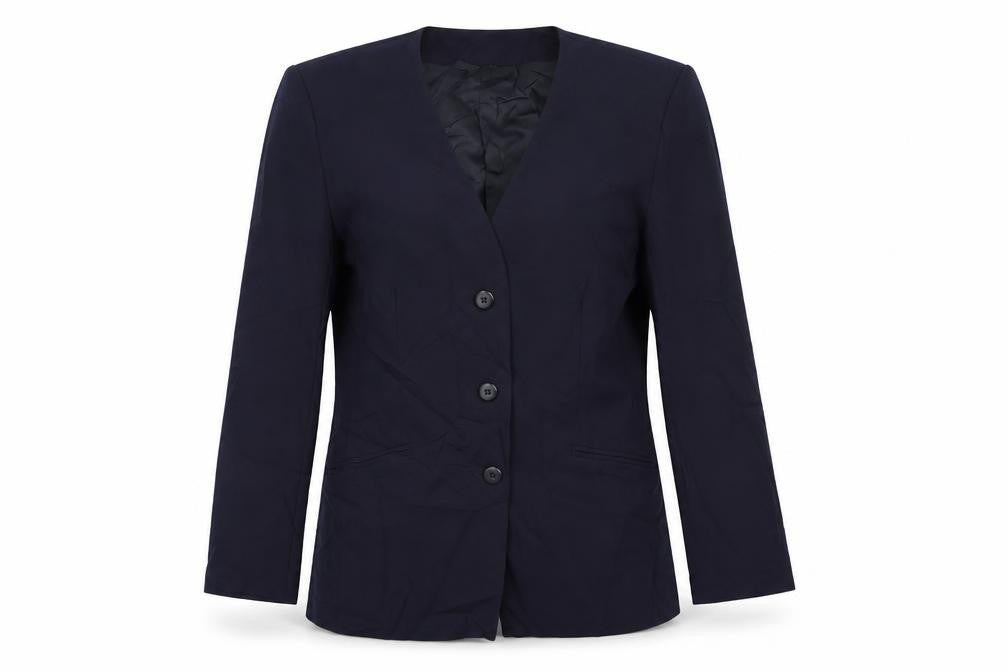 Front view of Meltemi women’s blue jacket blazer, size UK 12