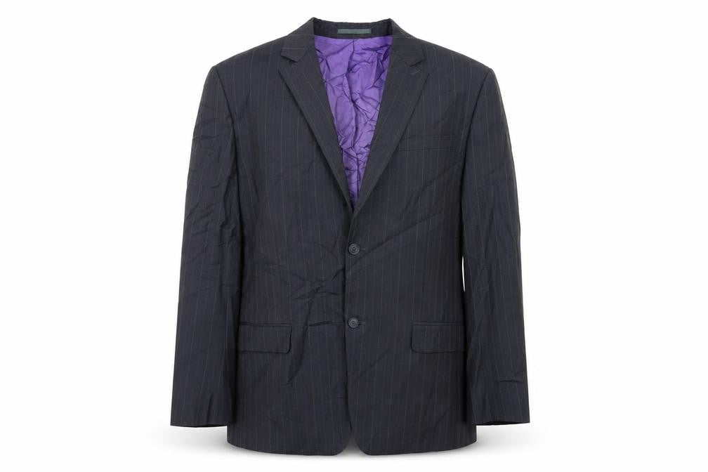 Front view of French Connection men’s grey striped jacket suit jacket, size 42