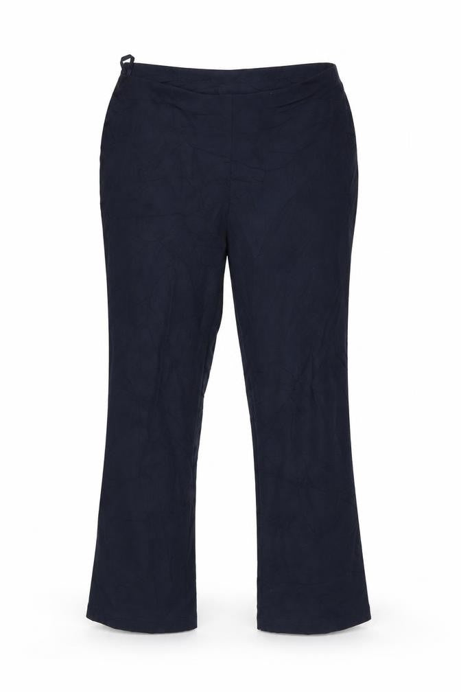 Front view of Marks & Spencer women’s blue trousers, size UK 14, 29-inch leg