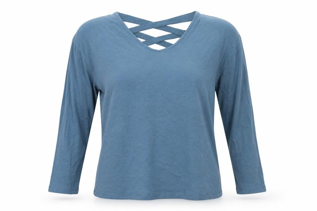 Front view of Primark women’s blue knit jumper, size UK 10