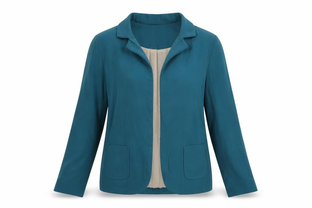 Front view of Atmosphere women’s green jacket blazer, size UK 8