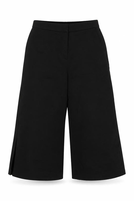 Front view of Selected women’s black cut-off shorts, size UK 8