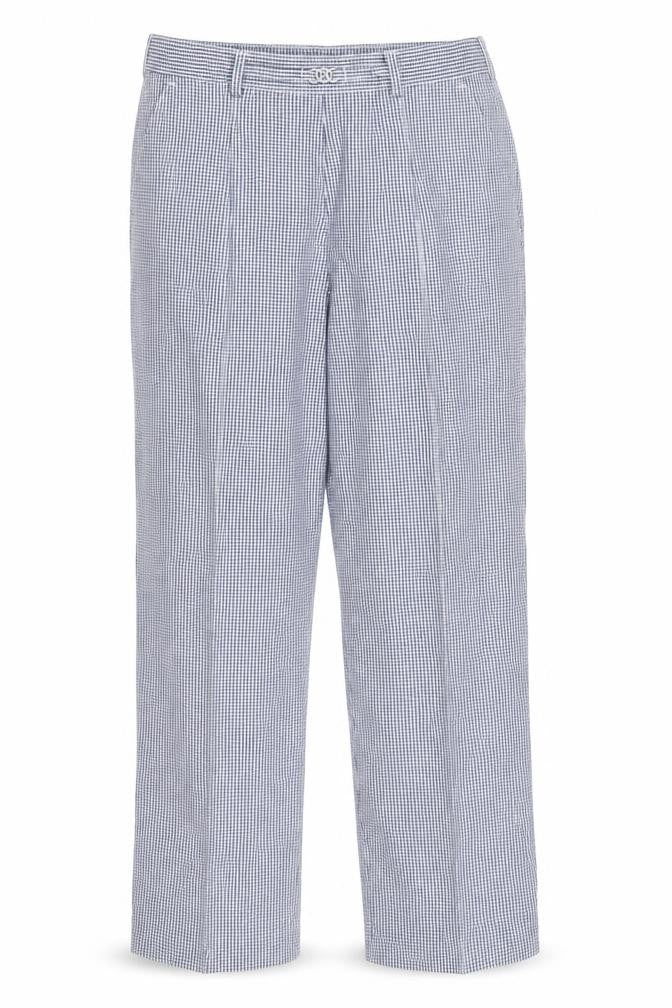 Front view of Marks & Spencer women’s white check sweatpants, size UK 8, 23-inch leg