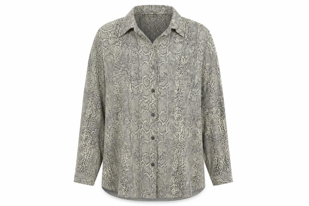 Front view of Legacy women’s gold camouflage basic button-up, size UK 12