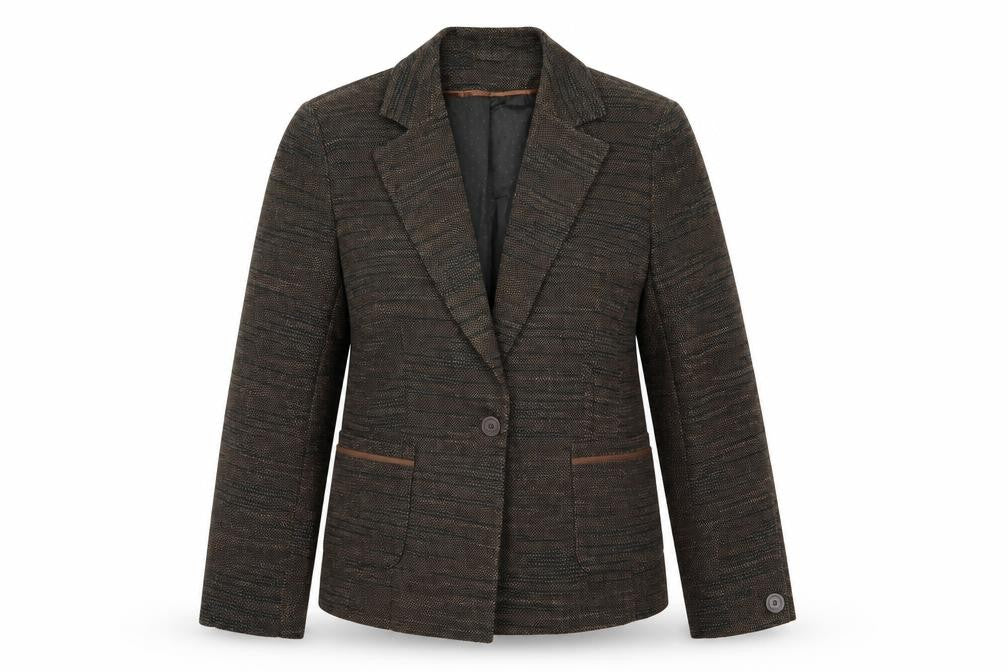 Front view of Klass women’s brown jacket blazer, size UK 12