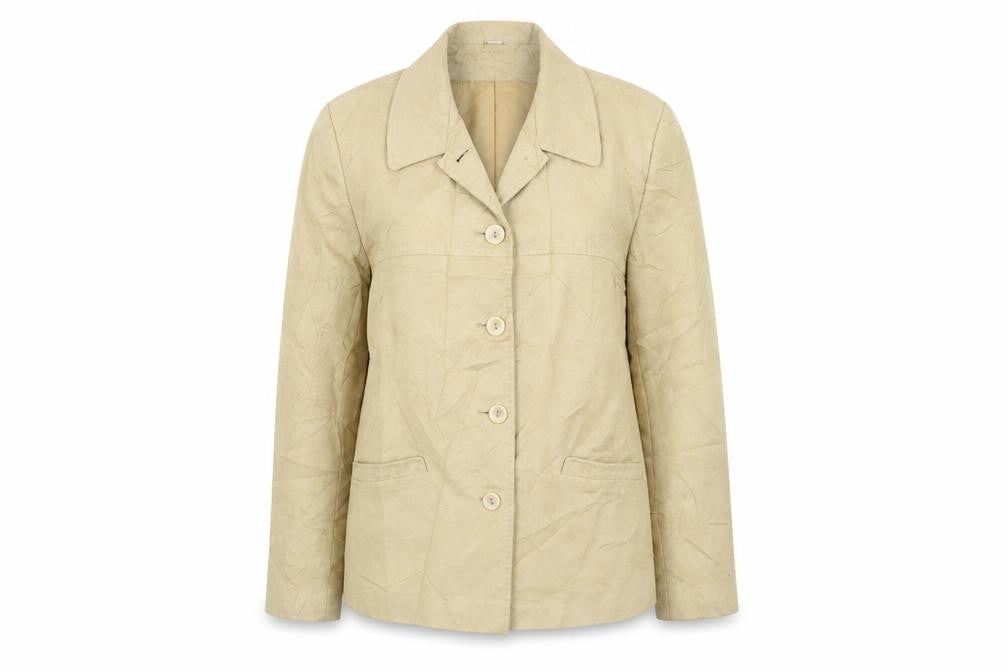 Front view of EWM women’s yellow jacket blazer, size UK 12