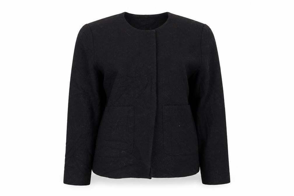 Front view of H&M women’s black jacket blazer, size UK 8