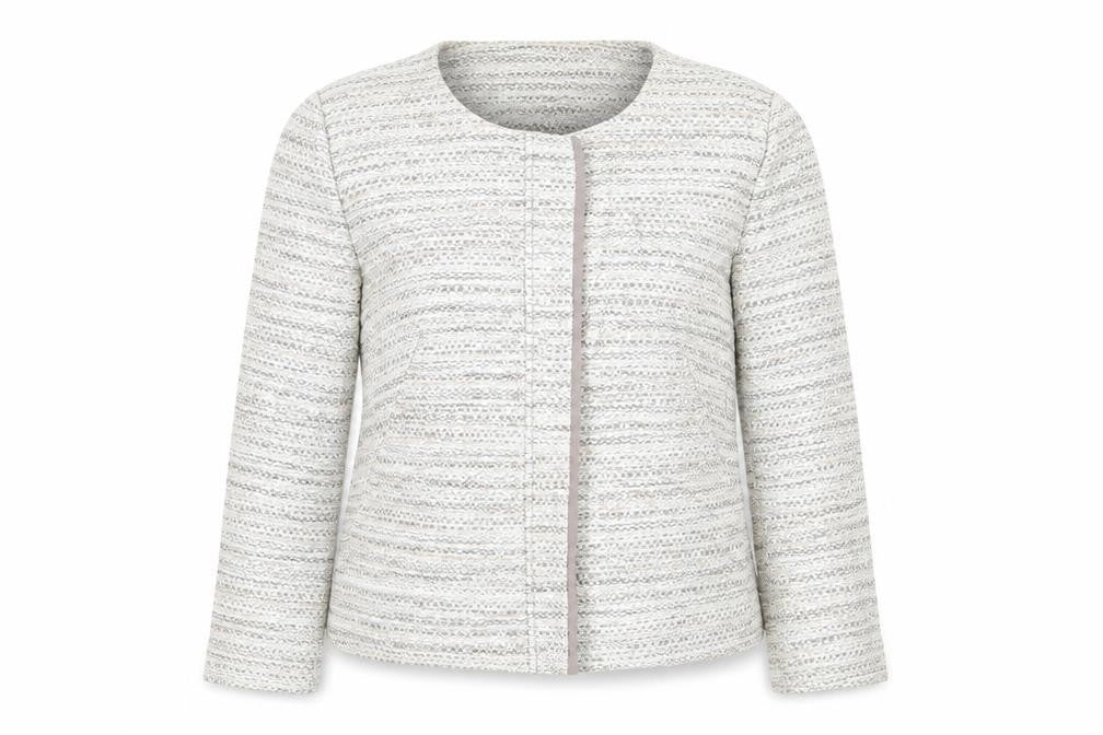 Front view of Next women’s multicoloured geometric jacket blazer, size UK 14