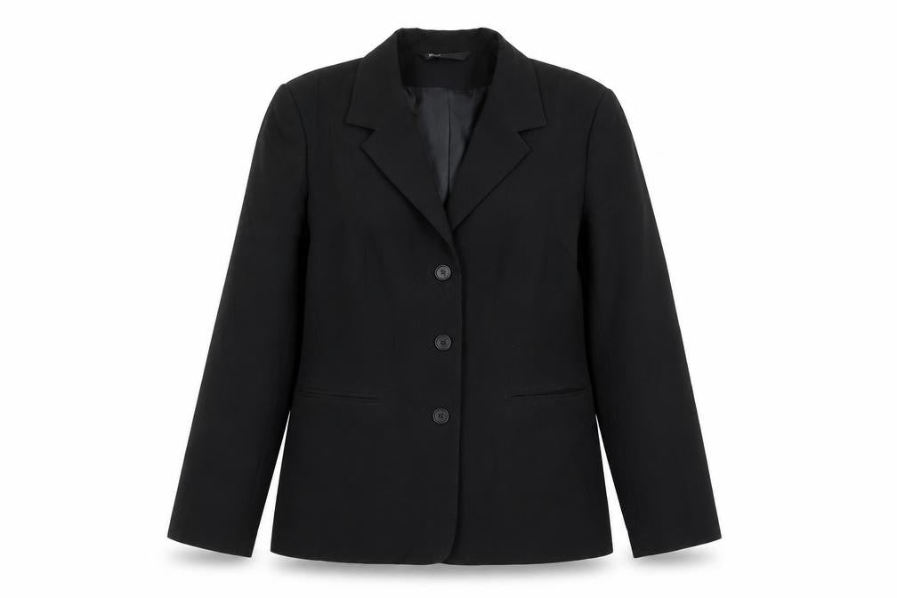 Front view of BHS women’s black jacket blazer, size UK 12