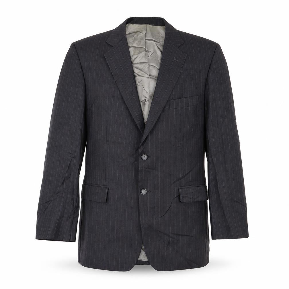 Front view of Marks & Spencer men’s grey striped jacket blazer, size 42