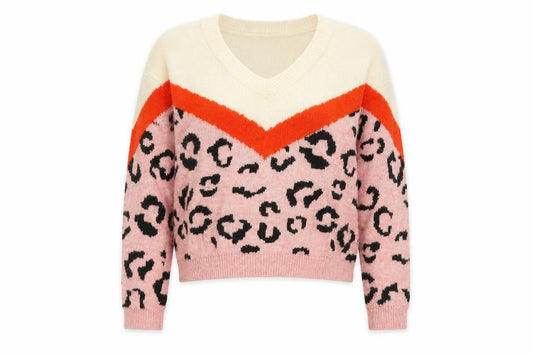 Front view of Primark women’s multicoloured animal print jumper, size S