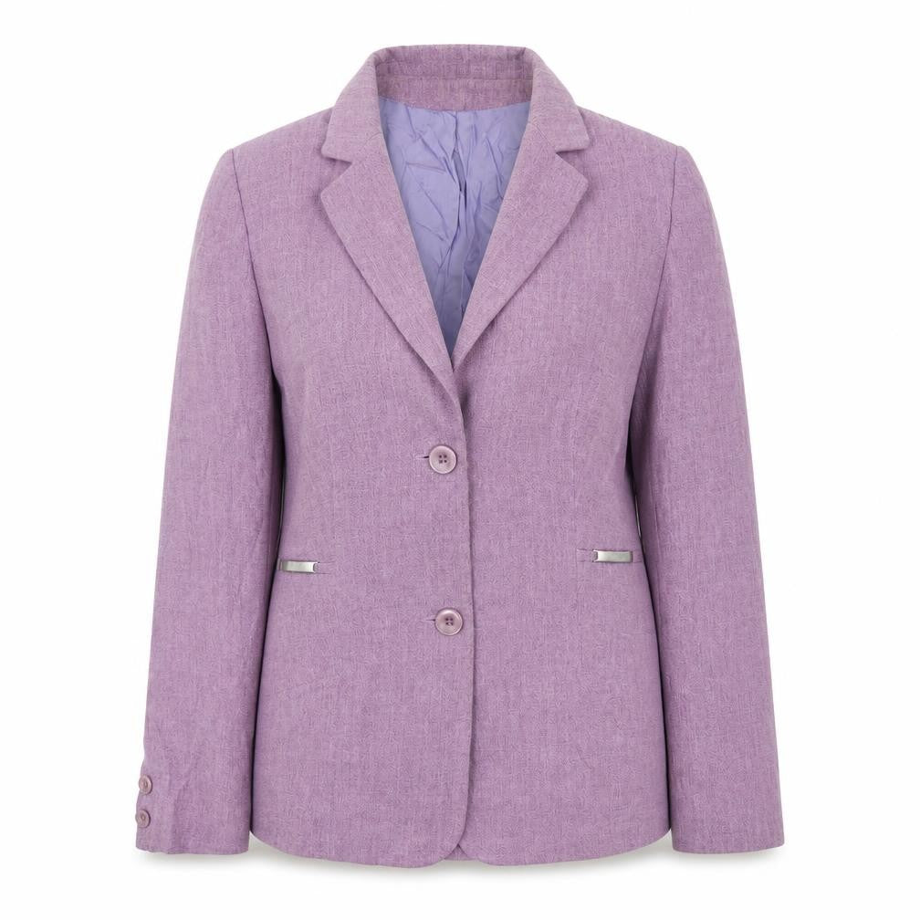 Front view of Ambience women’s purple jacket blazer, size UK 10