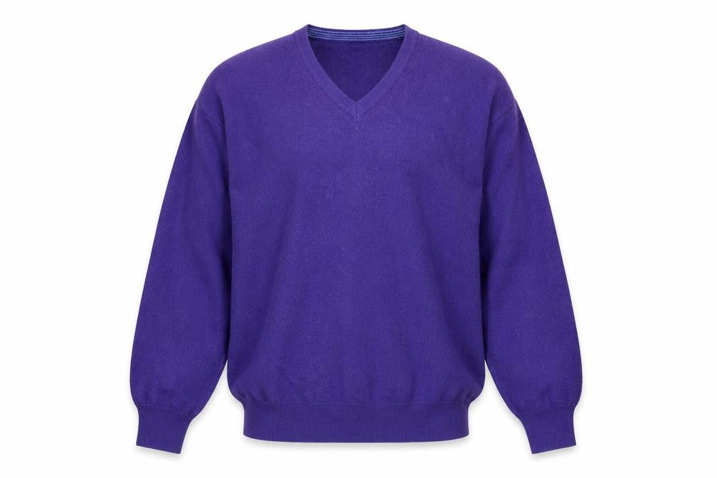 Front view of jhon lewis men’s purple pullover sweatshirt, size S