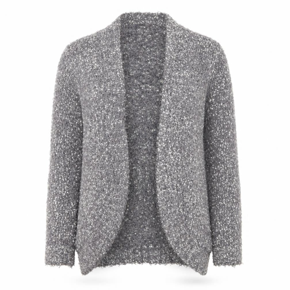 Front view of Bonmarché women’s grey cardigan jumper, size S