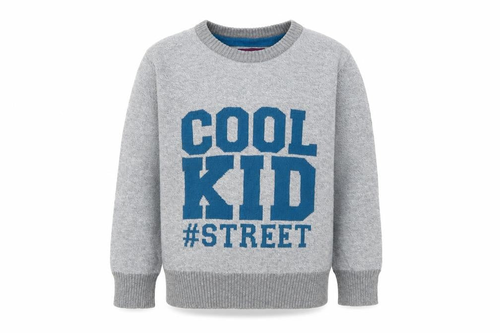 Front view of LABEL boys’ grey pullover sweatshirt, size 2-3, years