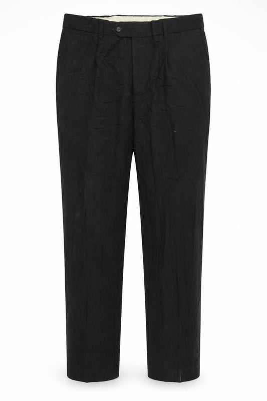 Front view of Greenwoods men’s grey trousers, size 35, in, 30-inch leg